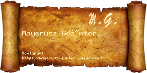 Mayerusz Günter névjegykártya